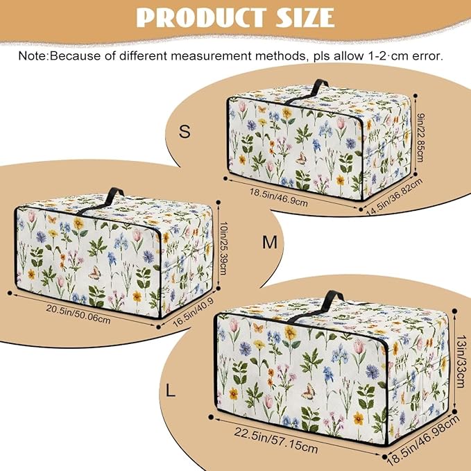 Toaster Oven Dust Cover with Side Pockets, Washable Convection Oven Cover Small Electric Appliance Protector for Kitchen Home Decor, L, Floral Butterfly Cream White