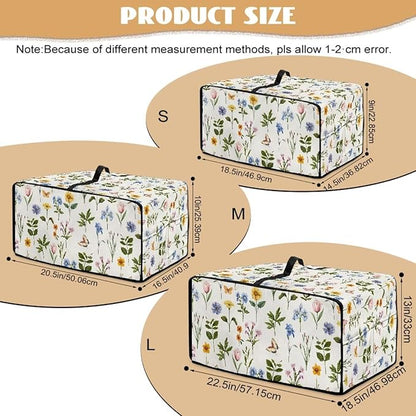 Toaster Oven Dust Cover with Side Pockets, Washable Convection Oven Cover Small Electric Appliance Protector for Kitchen Home Decor, L, Floral Butterfly Cream White