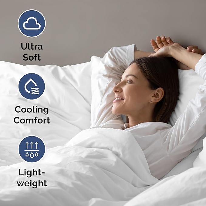 Air Mattress Sheet Set for Queen Size - 4 Piece Breathable & Cooling Sheets w/ Extra Deep Pockets - Fits Inflatable & Blow Up Air Mattresses Up to 24 Inches Thick - Ultra Soft & Wrinkle Free - White