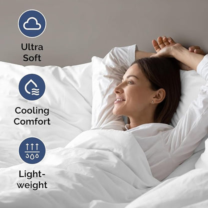 Air Mattress Sheet Set for Queen Size - 4 Piece Breathable & Cooling Sheets w/ Extra Deep Pockets - Fits Inflatable & Blow Up Air Mattresses Up to 24 Inches Thick - Ultra Soft & Wrinkle Free - White