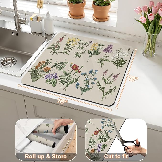 LOKHOM Dish Drying Mat for Kitchen Counter, Dish Drainer Rack Mat for Kitchen - Image 2