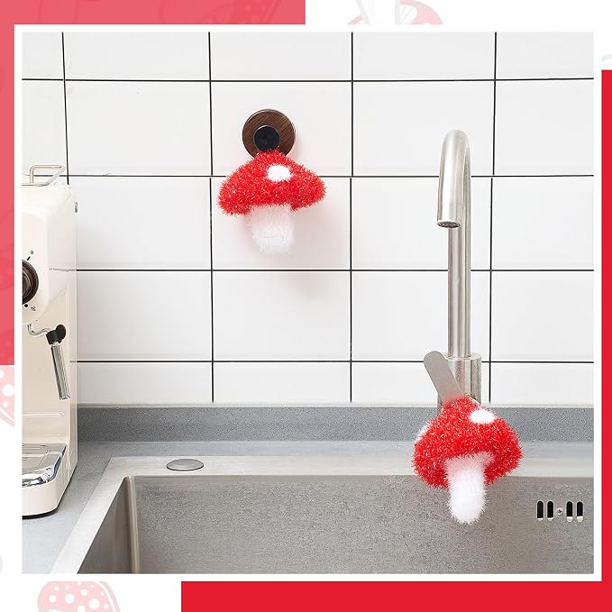 Breling 6 Pieces Mushroom Shape Dish Sponge Dual Sided Non Scratch Dish Washing - Image 6