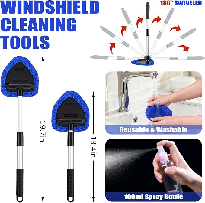 AUTODECO Windshield Cleaner Tool, Detailing Brush, Car Cleaning Kit Interior - Image 2