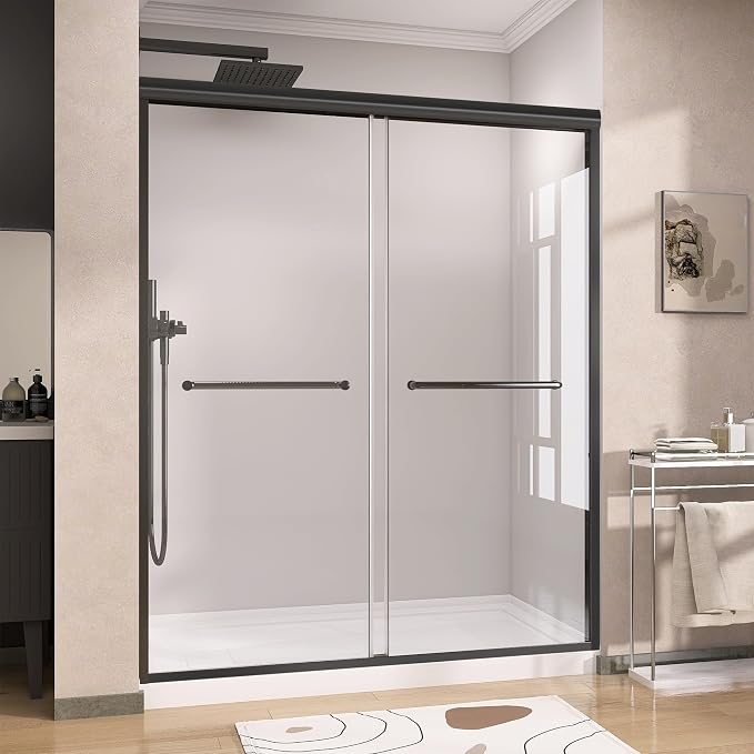 GETPRO Shower Door 56-60 in. W x 72 in. H Semi-Frameless Double Sliding Shower by GETPRODeluxeBathroomSolutionExpert