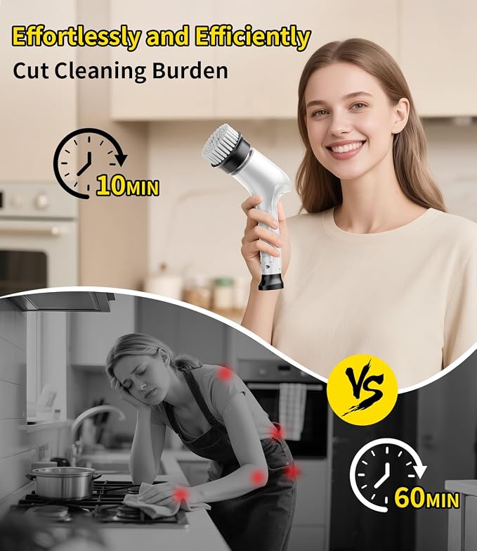 Electric Spin Scrubber, Cordless Household Cleaning Brush - Image 2
