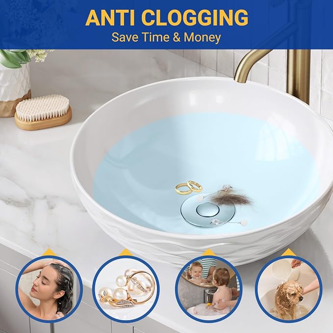 Bathroom Sink Drain Strainer, Pop-Up Bathroom Sink Stopper - Image 4