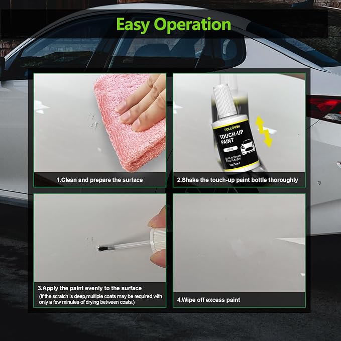 FOLLOWIN White Touch Up Paint for Cars, Car Paint Scratch Repair, Built-in - Image 3
