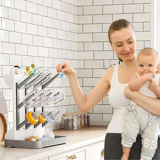 GoMaihe Baby Bottle Drying Rack: Space Saving Vertical Bottle Dryer Holder - Image 2