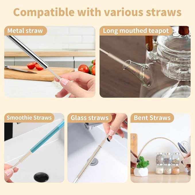 2Pcs Silicone Straw Cleaner Brush, 9.84in Reusable Straw Cleaner - Image 5