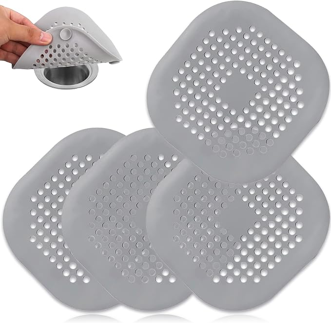 4 Pack Drain Hair Catcher Durable Silicone Hair Stopper Shower Drain Covers by QiyuanLS