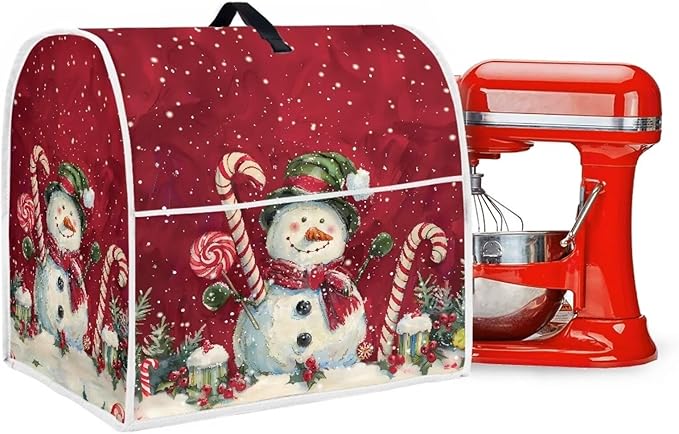 Christmas Snowman Stand Mixer Cover 6-8Qt Christmas Mixer Cover Washable Anti-Stain Appliance Covers For Kitchen Counter Mixer Parts & Accessories