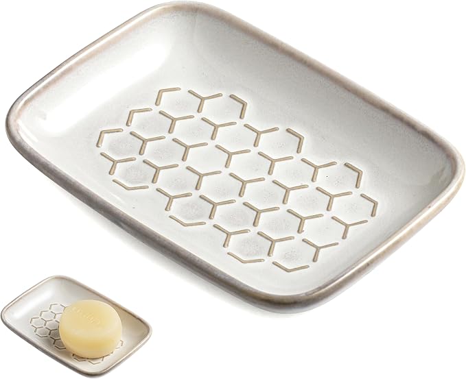 Gomakren Soap Dish for Shower, Bar Soap Holder, Ceramic Soap Dishes for Bar Soap by Gomakren