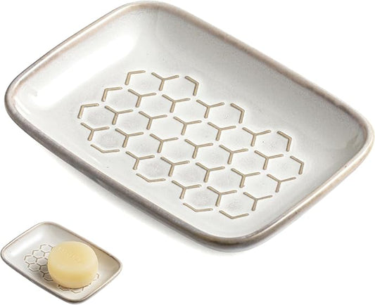 Gomakren Soap Dish for Shower, Bar Soap Holder, Ceramic Soap Dishes for Bar Soap by Gomakren