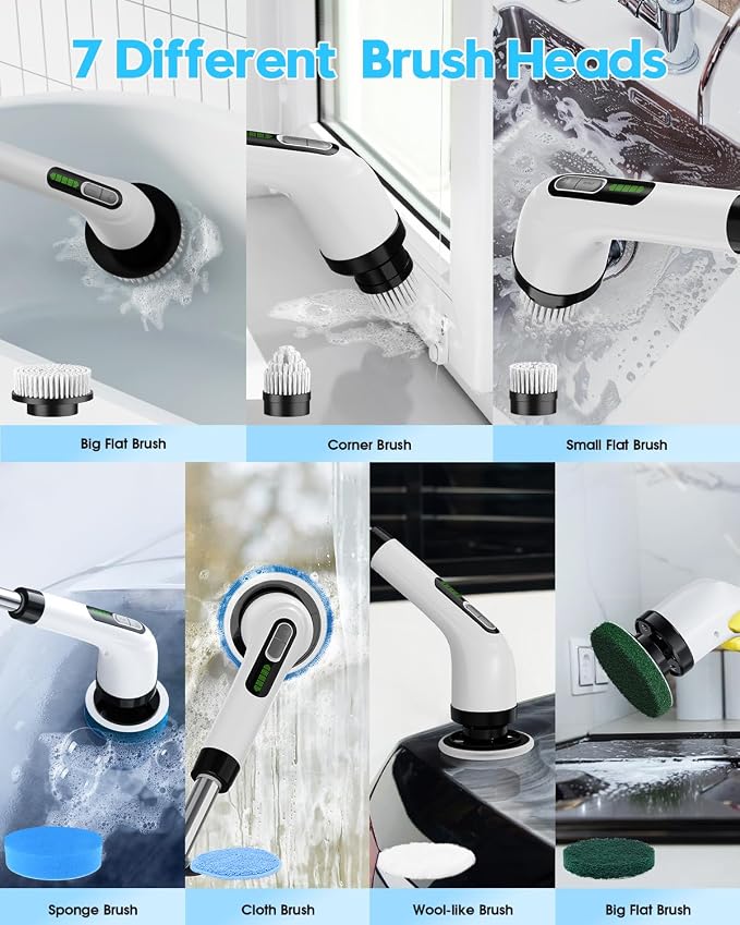 Electric Spin Scrubber for Cleaning Bathroom: Cordless Power Shower Scrubber - Image 5