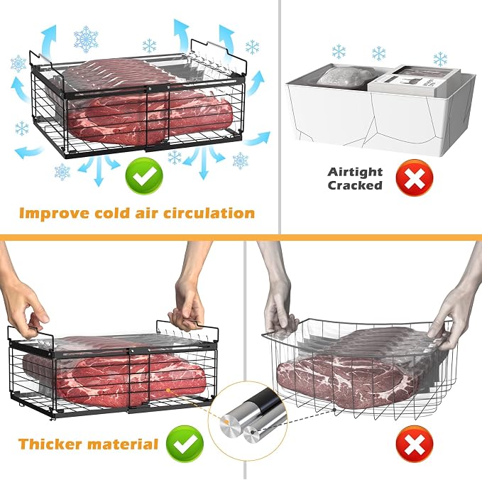 NADAMOO Freezer Organizer Bins, 3 Packs Large Expandable Stackable Chest - Image 4