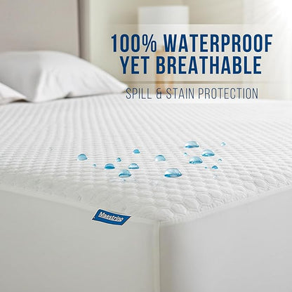 Luxury Twin Size Tencel Waterproof Mattress Protector Deep Pocket - Premium Cooling Bed Cover Pad - Hypoallergenic & Allergy-Friendly - Oeko-Tex Certified - Ultra Soft & Breathable