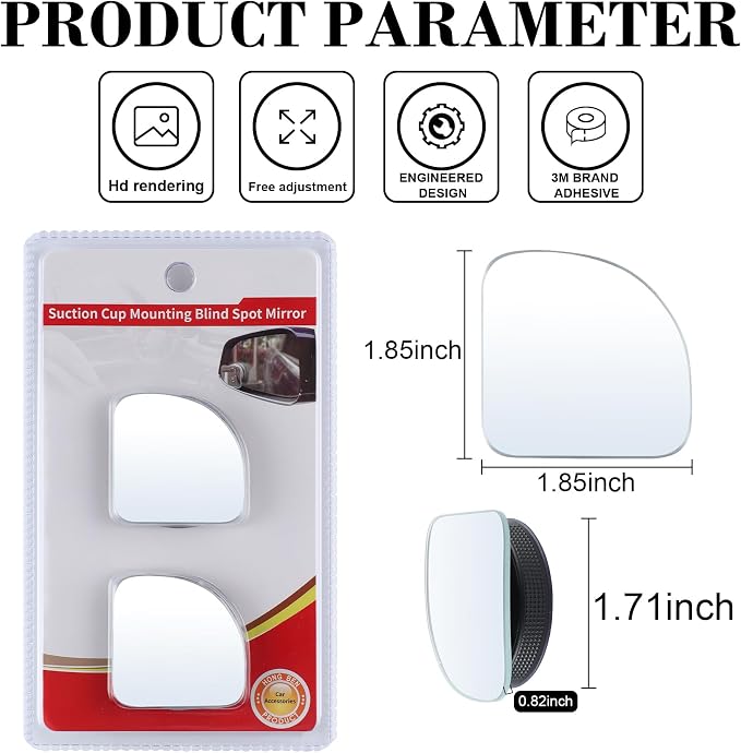 LivTee Blind Spot Car Mirror, Fan HD Glass Frameless Convex Side Mirror - Image 3