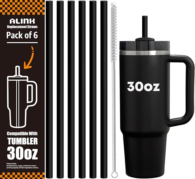 ALINK Black Replacement Straws for Stanley 30 oz Tumbler, DISHWASHER SAFE by ALINK