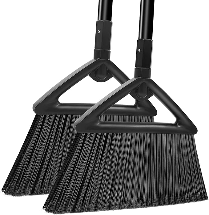 Heavy Duty Broom Outdoor and Indoor, 2 Pack Commercial Angle Brooms by PUTNATRUE
