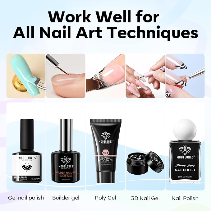 Modelones Nail Art Brushes Set, Nail Brush kit Gel Polish, Extension Gel - Image 7