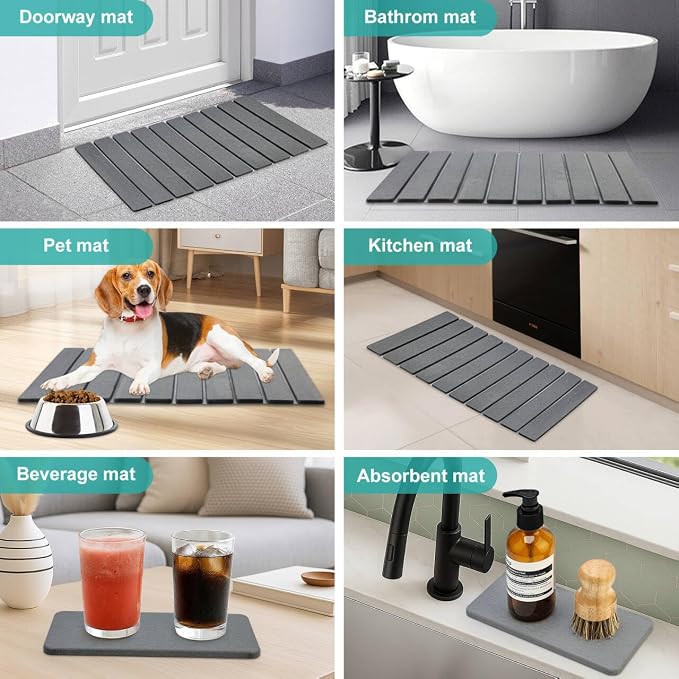 3 Pcs Large Stone Drying Mats for Kitchen Counter Diatomaceous Earth Dish Fast - Image 7