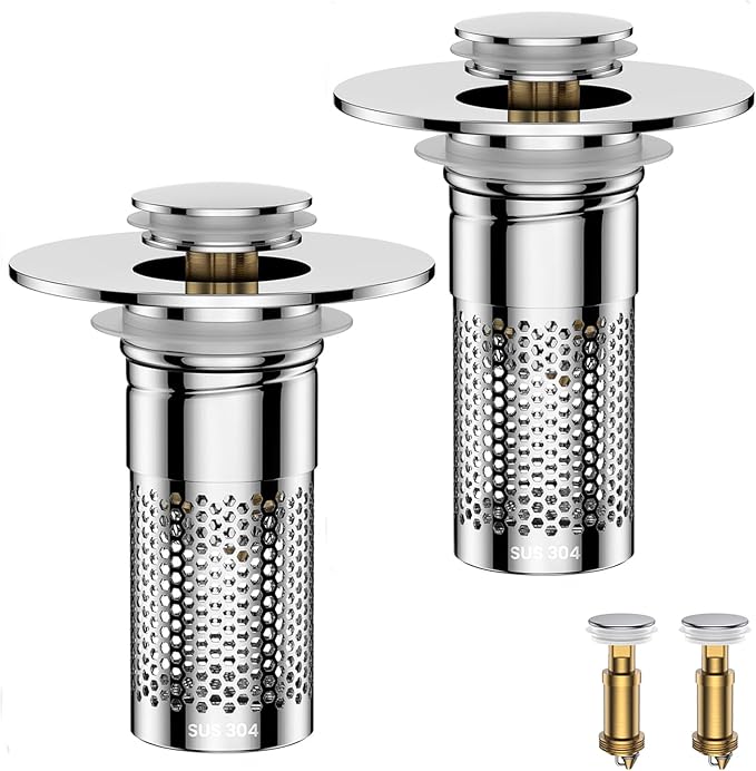 ​Bathroom Sink Drain Strainer, Universal Pop-Up Sink Stopper Hair Catcher by Mengine