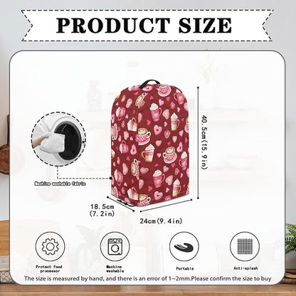 Romantic Kitchen Blender Dust Cover Red Food Processor Heat Dust Protection with Top Handle, Easy to Clean Small Appliance Coffee Maker Juicer Cover