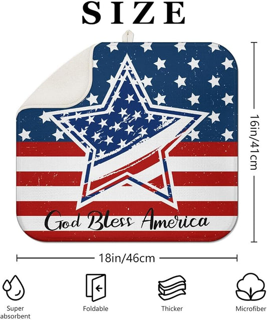 4th of July Dish Drying Mat for Kitchen Counter, Independence Day Stars - Image 2