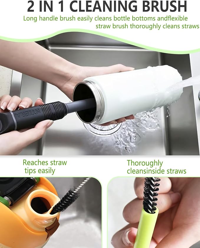 2-in-1 Bottle Brush Cleaner Kit Set, Long Water Bottle Cleaning Brushes - Image 5