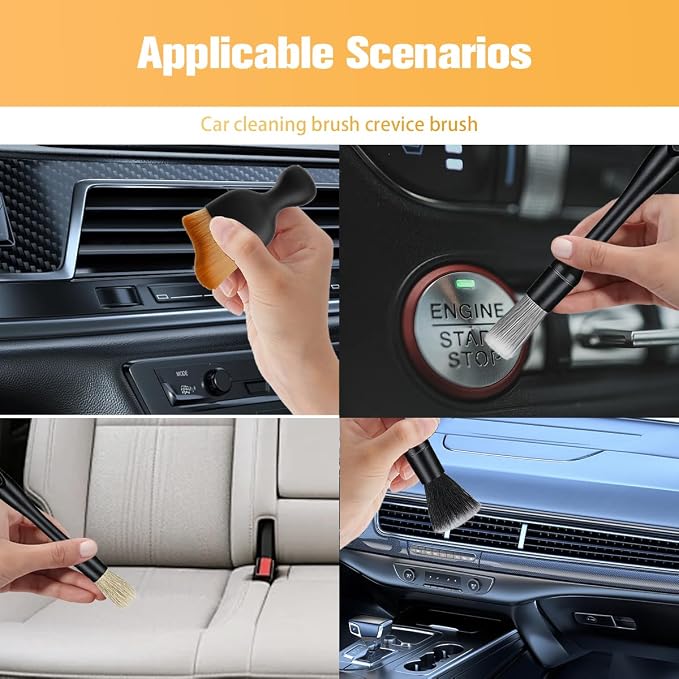 5PCS Car Detailing Brush Kit, Including 3 Ultra Soft No Scratch Boar Hair & 2 - Image 4