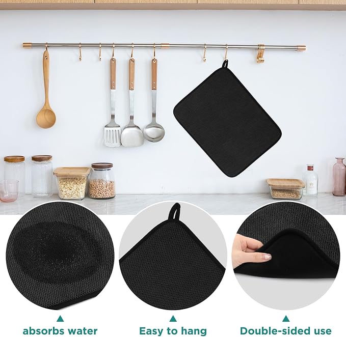 Microfiber Dish Drying Mat, Super Absorbent Kitchen Dish Drying Pad, Reversible - Image 4
