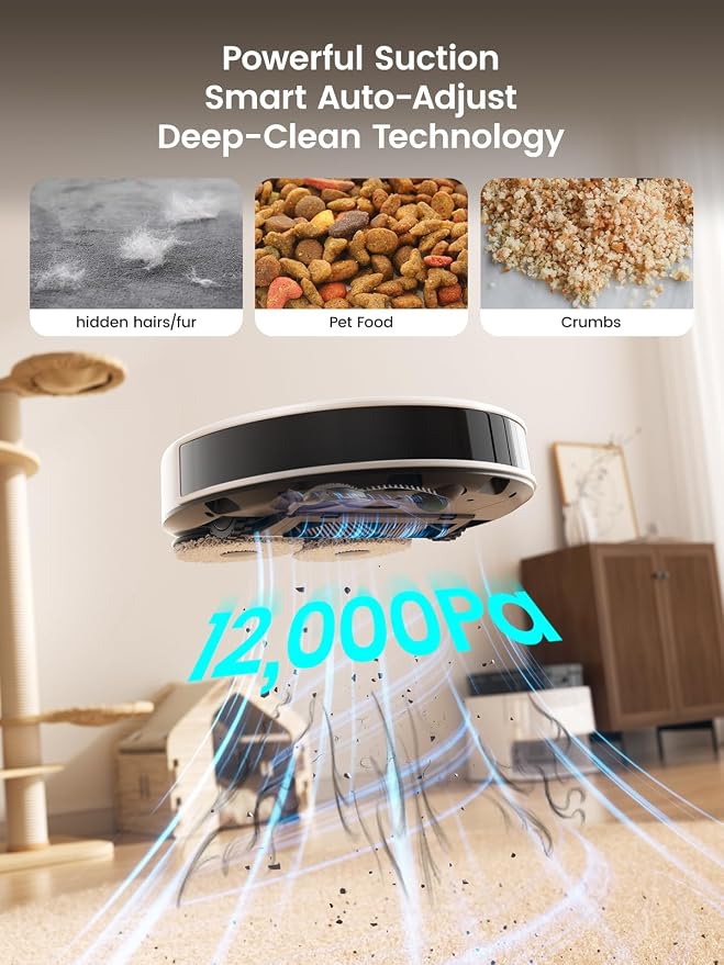 Lefant Robot Vacuum and Mop, 12000Pa Suction, Self Emptying, Auto Mop Washing - Image 4