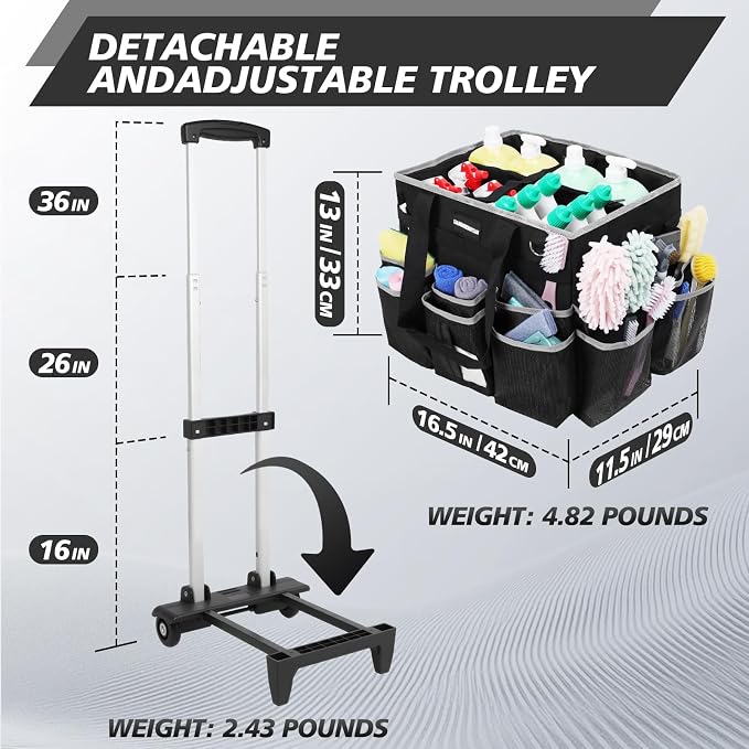 Large Rolling Cleaning Caddy Bag, Cleaning Caddy - Image 6