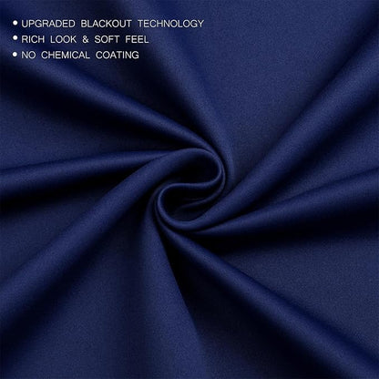MIUCO 2 Panels Room Darkening Thermal Insulated Grommet Window Blackout Curtains for Bedroom 63 Inches Long Navy Blue