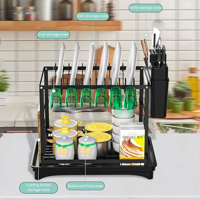 Dish Drying Rack, 2-Tier Dish Racks - Image 5