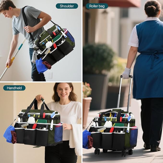 Large Rolling Cleaning Caddy Bag - Image 6