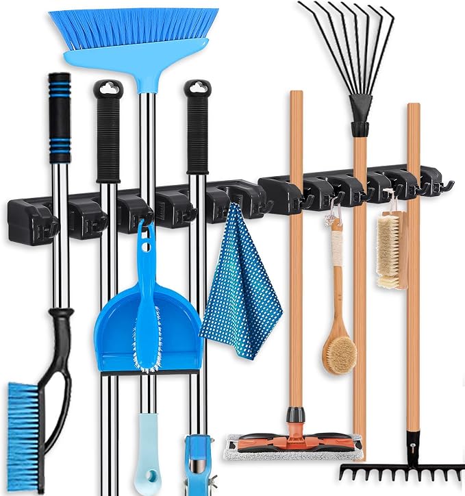 Broom Holder Wall Mount Broom Organizer Mop Holder Hanger Garden Tool by HYRIXDIRECT