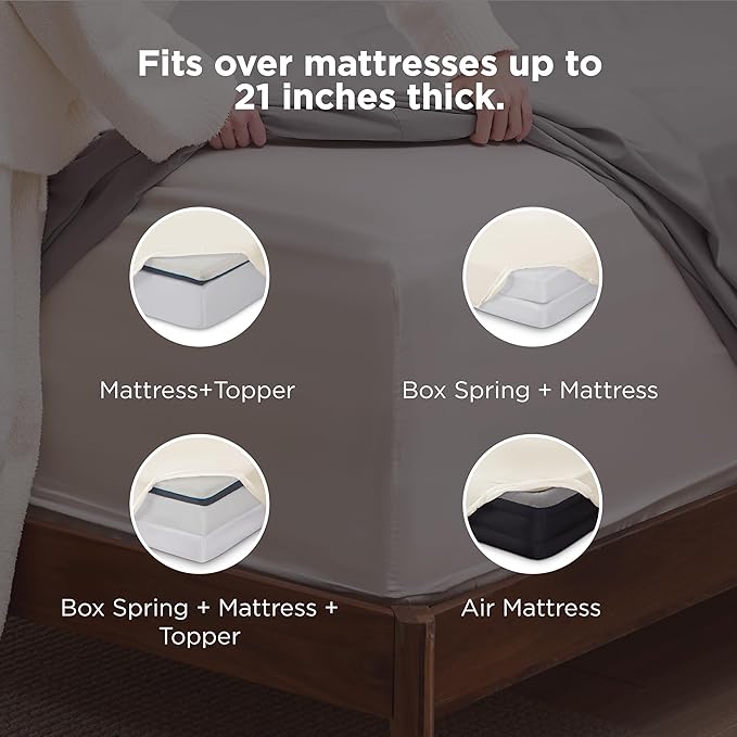 Bedsure Deep Pocket Full Size Bed Sheets Set - Fits Mattresses Up to 21 Inches Thick - 4 Piece GentleSoft Bed Sheets, Moisture Wicking, Soft & Cooling Bedsheet & Pillowcases, Easy & Secure Fit, Ivory