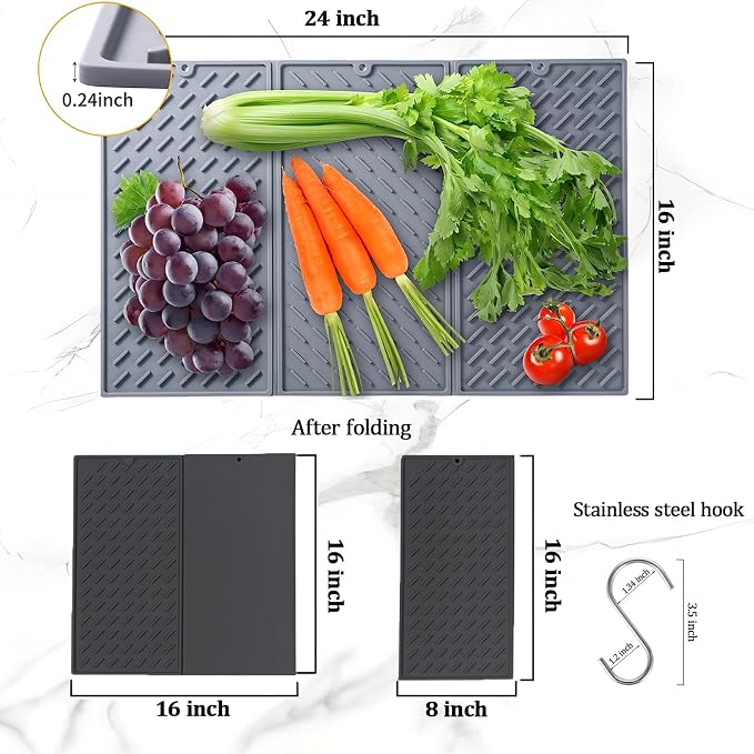 Collapsible Dish Drying Mat, Silicone Drying Mat - Image 4