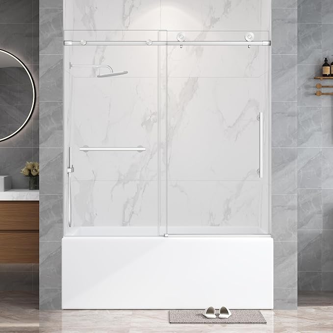 Frameless Tub Sliding Door, 5/16" Bathtub Shower Door by Unknown