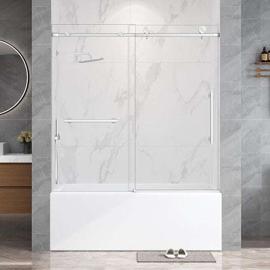 Frameless Tub Sliding Door, 5/16" Bathtub Shower Door by Unknown