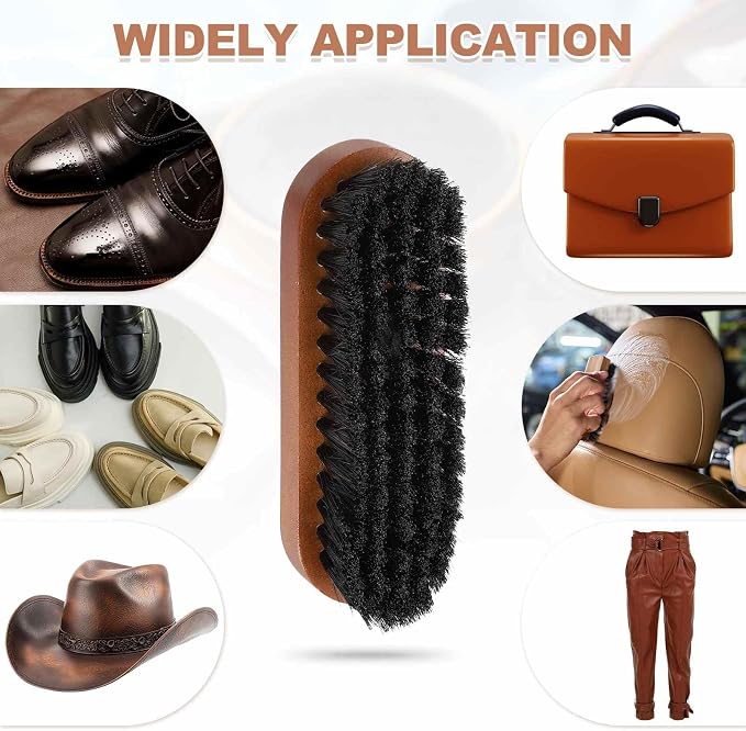 HARFINGTON Shoe Cleaning Brush 5"x2" Beech Wood Horsehair Boot Polish Brushes - Image 7