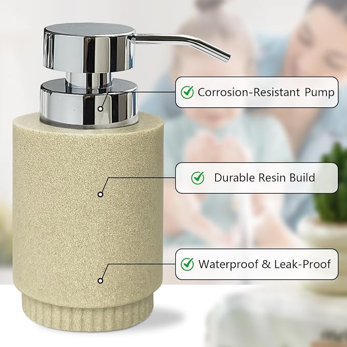 Resin Soap Dispenser for Bathroom, Hand Lotion Liquid Dispenser Easy-to-Press - Image 3
