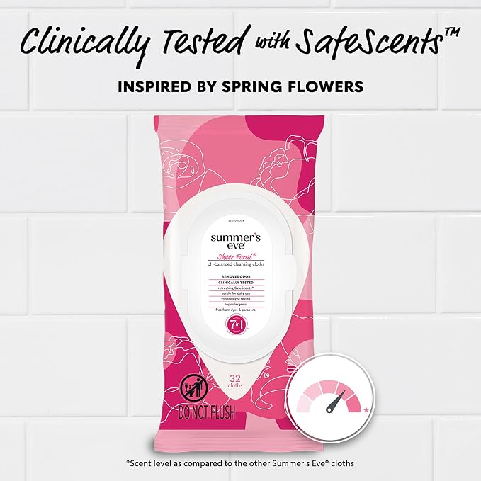 Summer's Eve Sheer Floral Feminine Wipes, Gentle pH-Balanced Formula Helps - Image 4