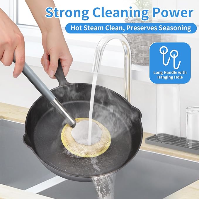 Oven Racks Clean Brush, Cast Iron Wok Skillet Scrubber Brush Non-Scratch - Image 2