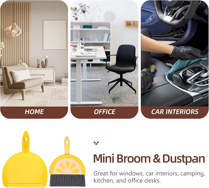 VOSAREA Small Dustpan and Brush Set, Lemon Mini Dustpan and Brush Whisk Broom - Image 8