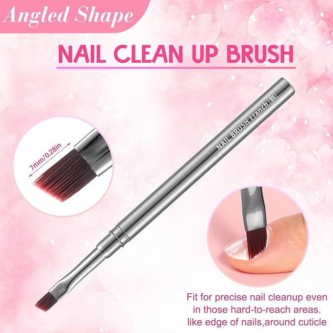 3Pcs Nail Art Clean-Up Brushes Set, Cleaning Mistake Polish On Cuticles Angled - Image 4