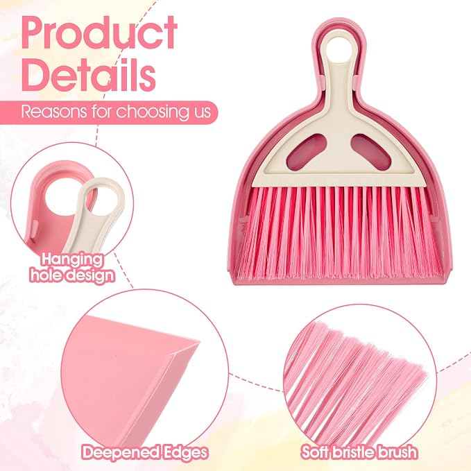 9 Pcs Small Dustpan and Brush Set Mini Broom and Dustpan Set - Image 3