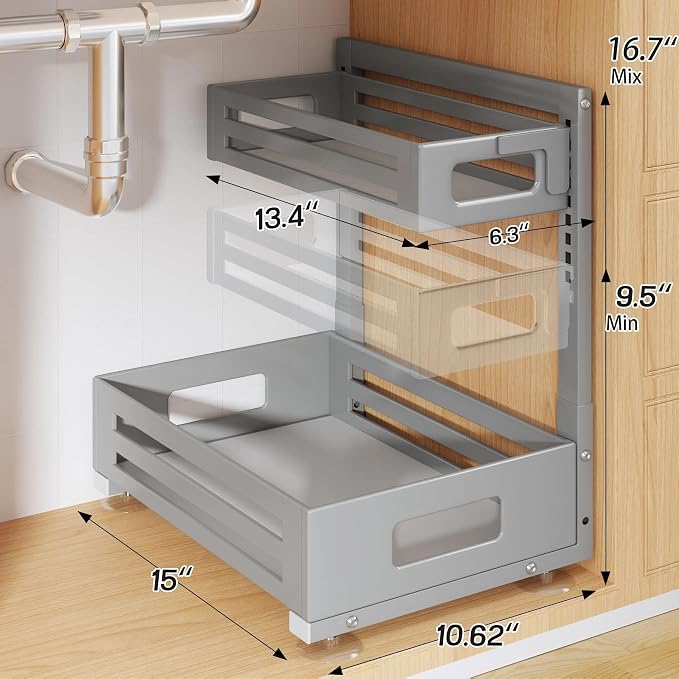 2 Pack Under Sink Organizer, Pull Out Cabinet Organizer - Image 2
