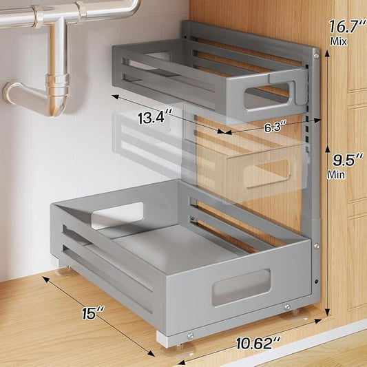 2 Pack Under Sink Organizer, Pull Out Cabinet Organizer - Image 2